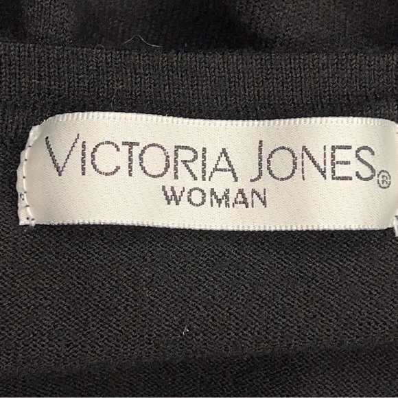 2XL VINTAGE BLACK KNIT SHORT SLEEVE TOP VNECK VICTORIA JONES - Picture 9 of 12